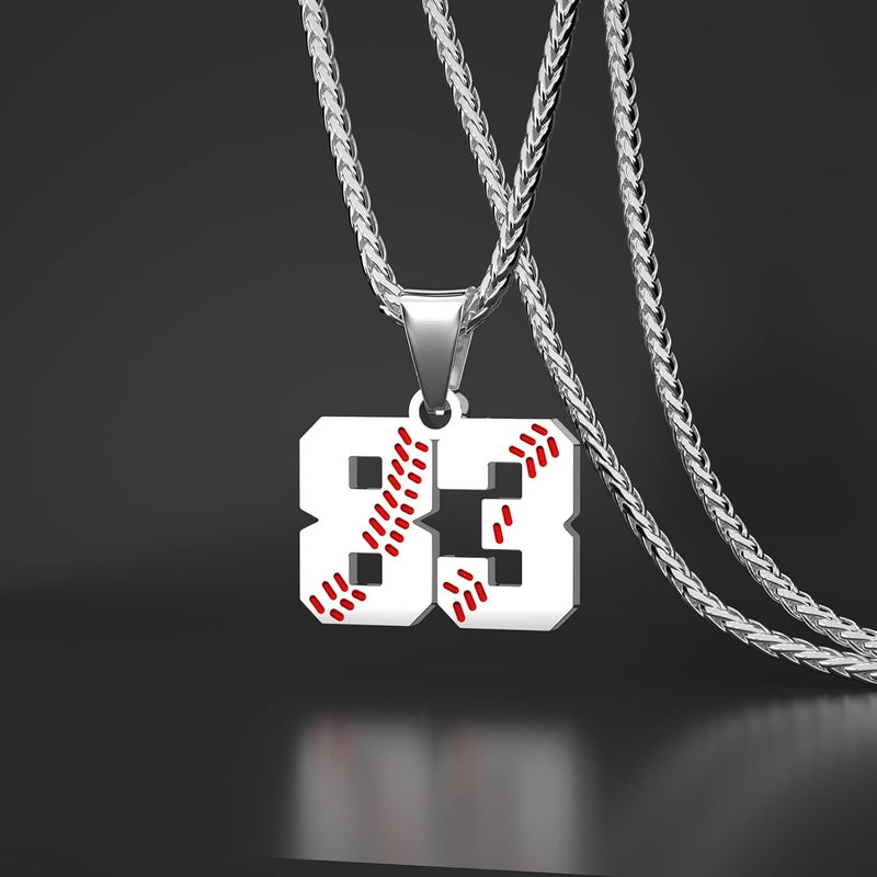 Wikavanli Personalized Baseball Jersey Number 00-99 Necklace - Stainless Steel Baseball Chain Pendant Necklace - Team Jewelry Gift for Boys, Girls, Men, Women - Image 2